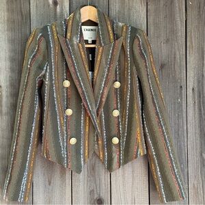 Striped Blazer with Gold Buttons